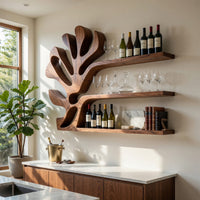 Solid Wood Wine Rack Rustic Wall Breakfast Nook Bottle Arrangement, view 7