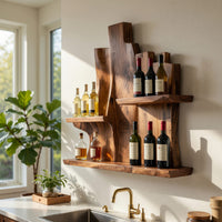 Solid Wood Wine Rack Rustic Wall Winestand Dining Lounge Bottle Showcase, view 7
