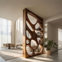 Solid Wood Room Divider Openwork With Display Shelves Living, view 7