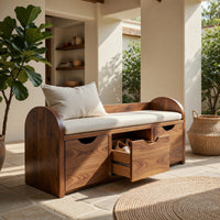 Solid Wood Shoe Storage Bench Rustic Organizer Cabinet Farmhouse Entryway Display, view 7