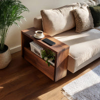 Solid Wood Sofa Arm Table Live Edge Side Furniture Decoration, view 7