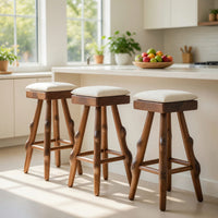 Solid Wood Bar Stool Rustic Handcrafted Kitchen Patio, view 7
