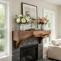 Solid Wood Floating Fireplace Mantel Natural Shelf Entryway, view 7
