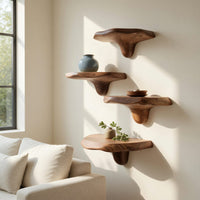 Solid Wood Mushroom Shelf Mid Century Handcrafted Entryway, view 7