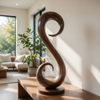 Solid Wood Sculpture Wall Art Handcrafted Organic Contemporary Landscape Home, view 7
