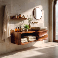 Solid Wood Bathroom Vanity Sculptural Modern, view 7