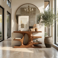 Console Table on a Sculpted Center Column in Solid Walnut, view 7