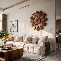 Solid Wood Clock Handcrafted Wall Modern Living Room, view 7