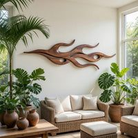 Twin Flame Walnut Wall Art Panel, Slim Silhouette, view 7 — view 7