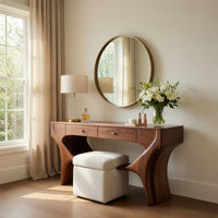 Solid Wood Dressing Table Artistic Handmade Vanity With Drawers Bedroom, view 7