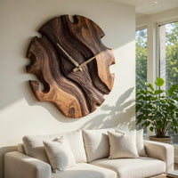 Solid Wood Clock Elegant Sculptural Wall Living Room, view 7