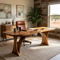 Ribbon-Grain Hardwood Desk for a Home Office Corner, view 7