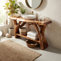 Solid Wood Live Edge Vanity Bathroom Clean Bathroom Layout, view 7