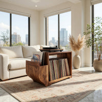 Solid Wood Record Player Stand Storage Cabinet Urban Penthouse, view 7