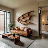 Leafwing Wall Bookshelf, Carved from Solid Walnut, view 7
