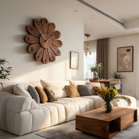 Solid Wood Clock Artisan Wall Contemporary Living Space, view 7