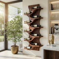 Solid Wood Wine Rack Rustic Natural Home Bar Wall Storage, view 7
