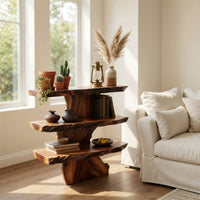 Solid Wood Standing Shelf Farmhouse Large Display Entryway Storage Rustic, view 7