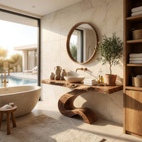 Solid Wood Bathroom Vanity Luxury With Organic S Curve Support, view 7