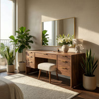 Solid Wood Dressing Table Minimalist Makeup Vanity Desk Personal Beauty Space, view 7
