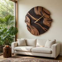 Solid Wood Clock Sculptural Wall Living Room, view 7