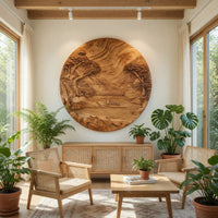 Stillwater Rondel Carved Lake Scene Wall Sculpture, view 7 — view 7