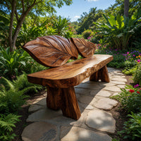 Solid Wood Outdoor Garden Bench Live Edge Solid Entryway, view 7
