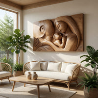 Mother and Child Carved Hardwood Wall Relief Panel, view 7 — view 7