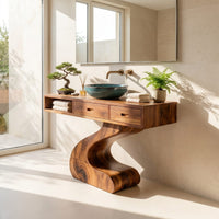 Solid Wood Bathroom Vanity Sculpted Modern, view 7