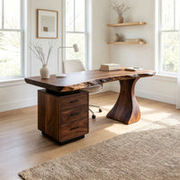 Desk on a Flared Sculpted Pedestal in Solid Walnut, view 7