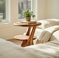 Solid Wood Nightstand With 2 Tiers Bedroom, view 7