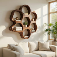 Solid Wood Wall Mounted Shelf Mid Century Hallway Entryway, view 7