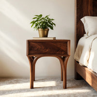 Solid Wood Nightstand Arch Leg With Drawer Bedroom, view 7