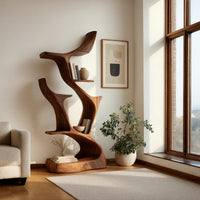 Hand-Carved Bookshelf with Forked Branch Uprights, view 8