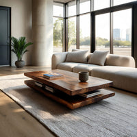 Floating Two-Tier Coffee Table with Open Storage Gap, view 8