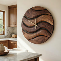 Solid Wood Clock Artistic Minimal Wall Living Room, view 8