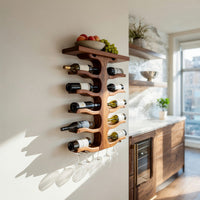 Solid Wood Wine Rack Wall Mounted Bar Storage, view 8