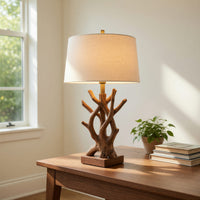 Rustic Sculptural Wood Wall Light For Bedroom Interior, view 8