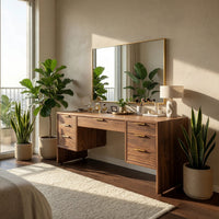 Solid Wood Dressing Table Minimalist Makeup Vanity Desk Personal Beauty Space, view 8