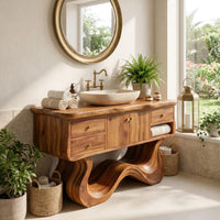 Solid Wood Bathroom Vanity With Open Shelf Spa, view 8