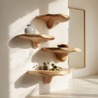 Solid Wood Mushroom Shelf Mid Century Handcrafted Entryway, view 8