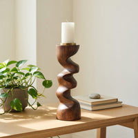Solid Wood Candle Holder Rustic Stick Bedroom Cozy Ambience Styling, view 8