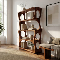 Stacked Offset Bookshelf in Solid Dark Walnut, view 8