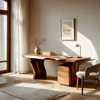 Desk on Twin Wave-Cut Pedestals in Solid Walnut, view 8