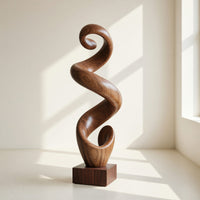 Solid Wood Sculpture Wall Art Rustic Large Twisted Spiral Floor Office, view 8