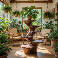 Solid Wood Planters Multi Tier Sculptural Plant Stand Garden, view 8