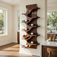 Solid Wood Wine Rack Rustic Natural Home Bar Wall Storage, view 8
