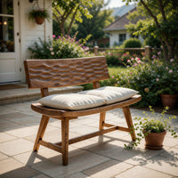 Solid Wood Outdoor Garden Bench With Carved Backrest Patio, view 8