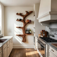 Solid Wood Wine Rack Rustic Branch Style Home Bar, view 8