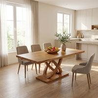 Light Wood Gathering Table For Tropical Dining Room, view 8